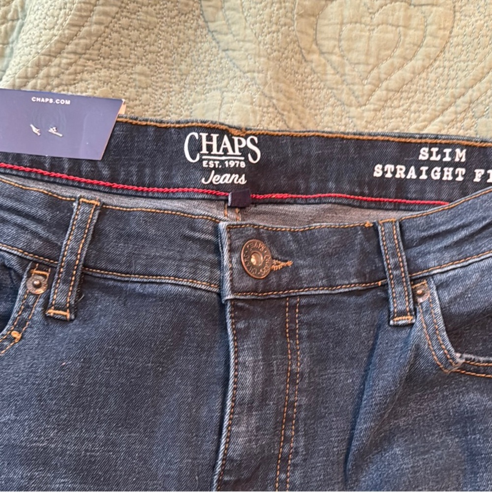 Chaps Men's Slim Straight Jeans - Dark Blue